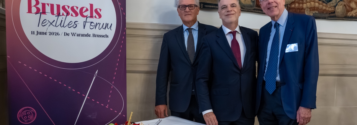 Participants at the Brussels Textiles Forum 2026 discussing competitiveness, sustainability and innovation in the European textile and apparel industry.