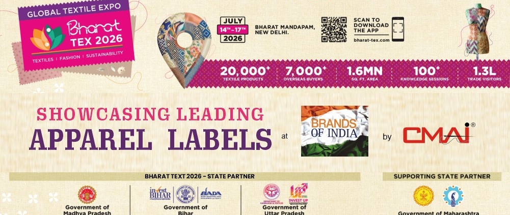 Bharat Tex 2026 textile trade fair showcasing sustainable textiles, apparel, fabrics and global industry networking in India.